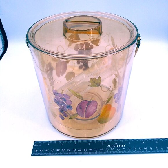 1970s Lucite Acrylic Ice Bucket Fruit theme Grape Pear Plum Amber color VGC - Picture 7 of 7
